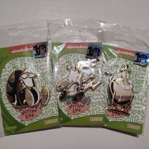 Rockos Modern Life Enamel Pins Set Rocko Philbert & Heffer 3x Official Badges